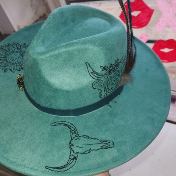Teal western Burned hat Brand new without tags main image 5